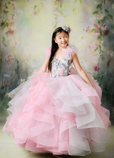 Girls Long Tail Birthday Dress, Kids Evening Gowns Online